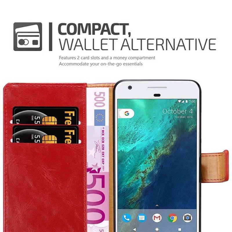 Cadorabo Hülle kompatibel mit Google PIXEL Schutzhülle mit Magnetverschluss, Standfunktion und Kartenfach