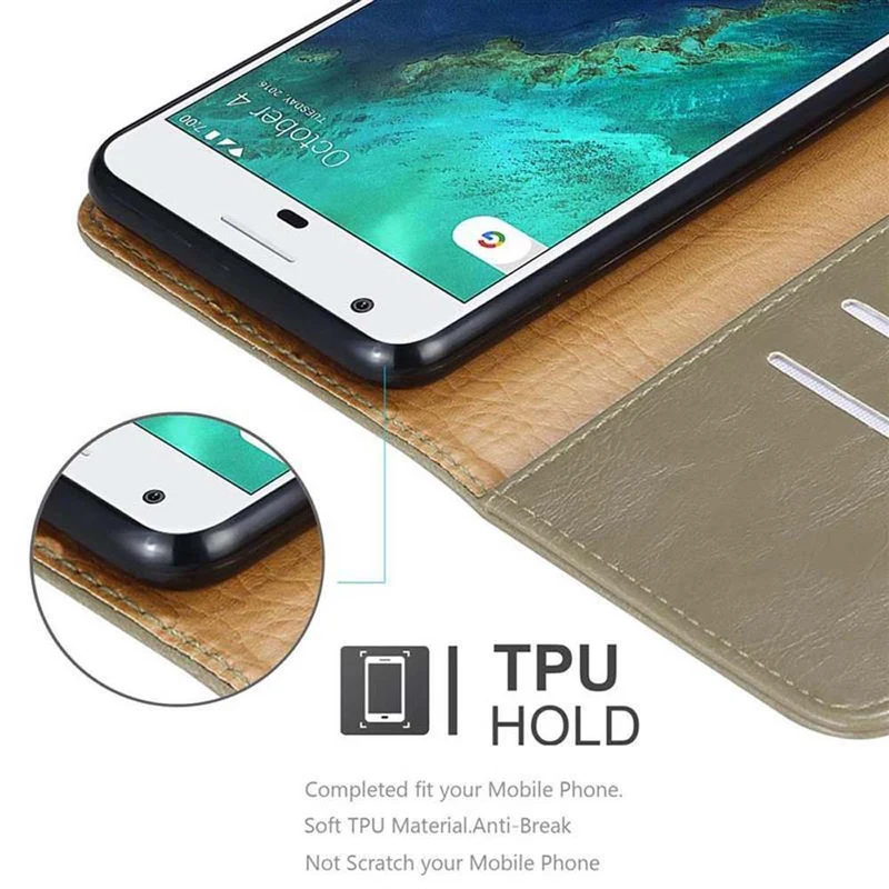 Cadorabo Hülle kompatibel mit Google PIXEL Schutzhülle mit Magnetverschluss, Standfunktion und Kartenfach