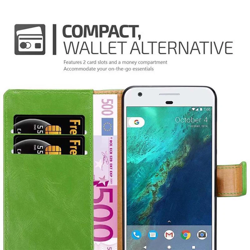 Cadorabo Hülle kompatibel mit Google PIXEL Schutzhülle mit Magnetverschluss, Standfunktion und Kartenfach