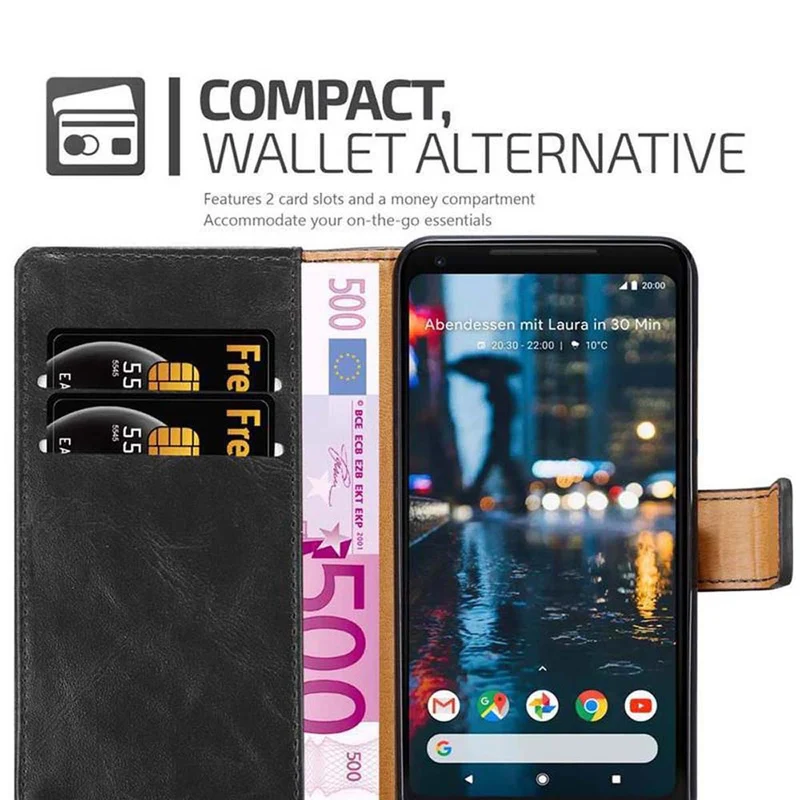 Cadorabo Hülle kompatibel mit Google PIXEL 2 XL Schutzhülle mit Magnetverschluss, Standfunktion und Kartenfach
