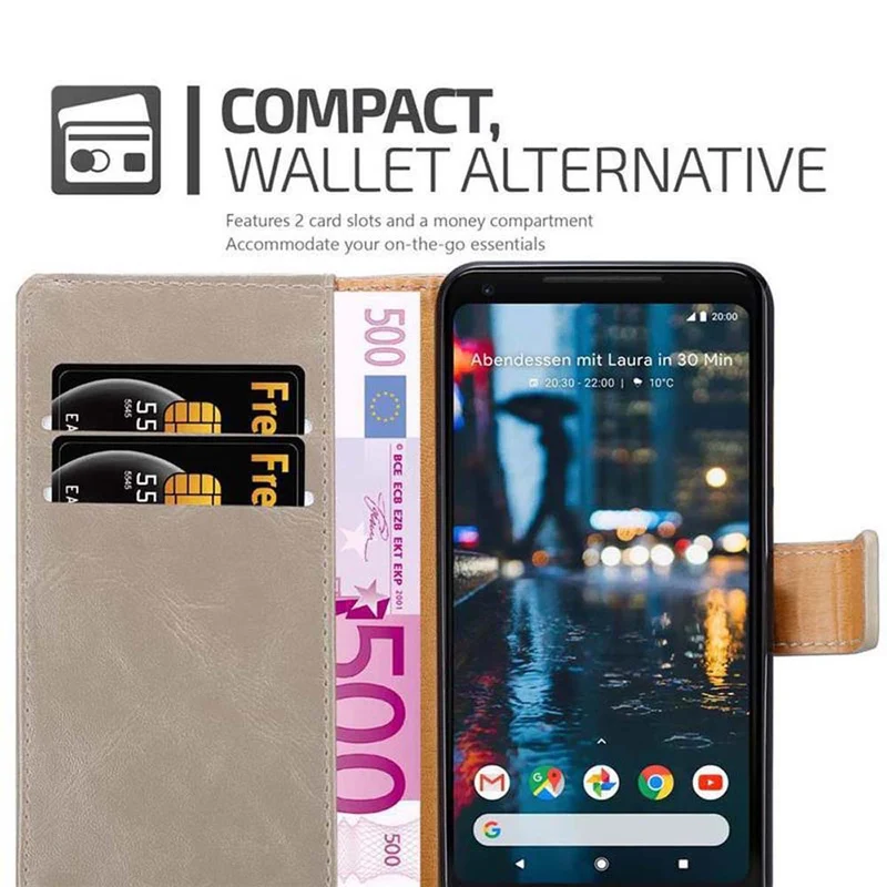 Cadorabo Hülle kompatibel mit Google PIXEL 2 XL Schutzhülle mit Magnetverschluss, Standfunktion und Kartenfach