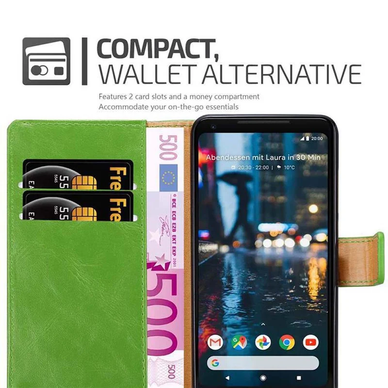 Cadorabo Hülle kompatibel mit Google PIXEL 2 XL Schutzhülle mit Magnetverschluss, Standfunktion und Kartenfach