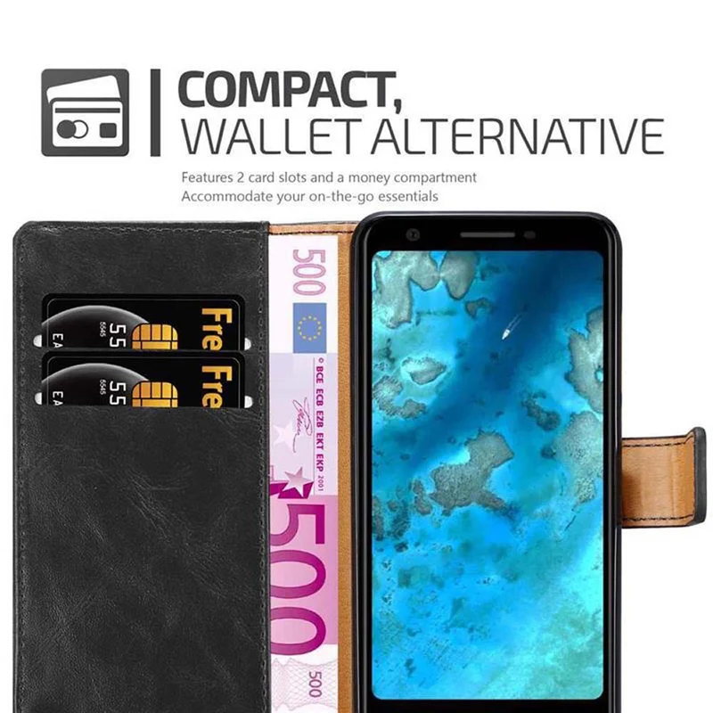 Cadorabo Hülle kompatibel mit Google PIXEL 3A Schutzhülle mit Magnetverschluss, Standfunktion und Kartenfach