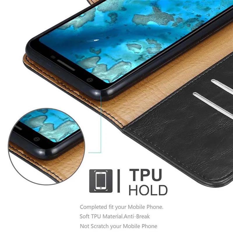 Cadorabo Hülle kompatibel mit Google PIXEL 3A Schutzhülle mit Magnetverschluss, Standfunktion und Kartenfach