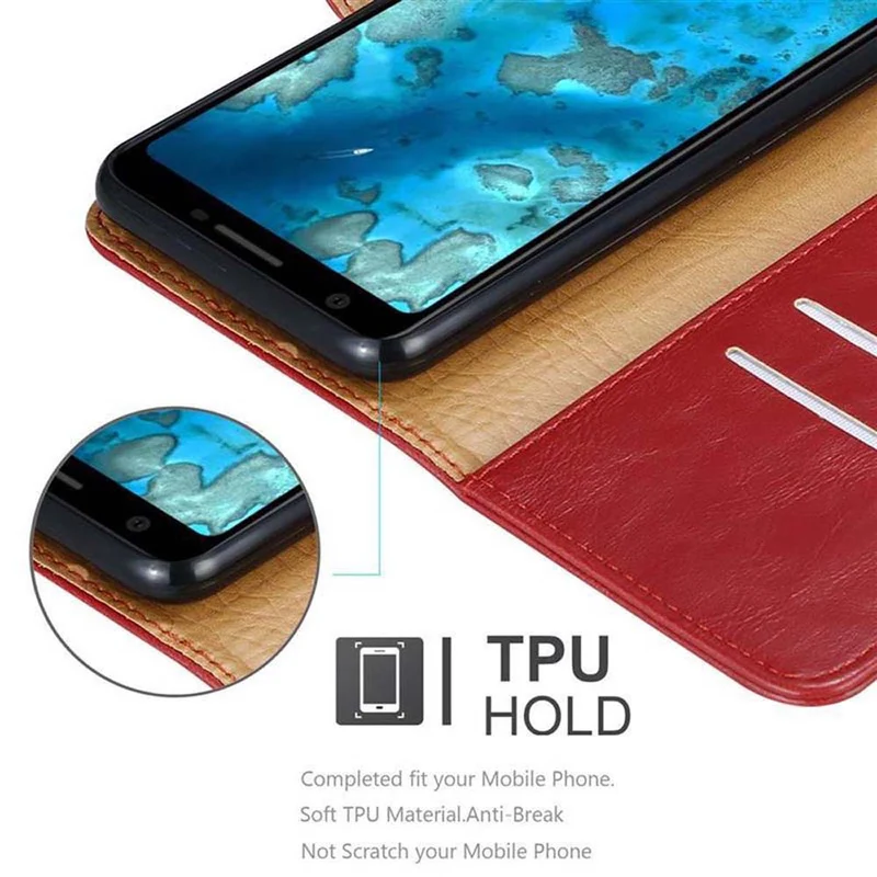 Cadorabo Hülle kompatibel mit Google PIXEL 3A Schutzhülle mit Magnetverschluss, Standfunktion und Kartenfach