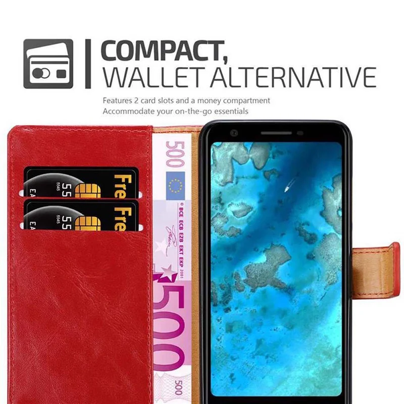Cadorabo Hülle kompatibel mit Google PIXEL 3A Schutzhülle mit Magnetverschluss, Standfunktion und Kartenfach