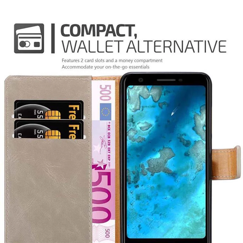 Cadorabo Hülle kompatibel mit Google PIXEL 3A Schutzhülle mit Magnetverschluss, Standfunktion und Kartenfach