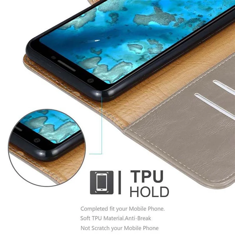 Cadorabo Hülle kompatibel mit Google PIXEL 3A Schutzhülle mit Magnetverschluss, Standfunktion und Kartenfach