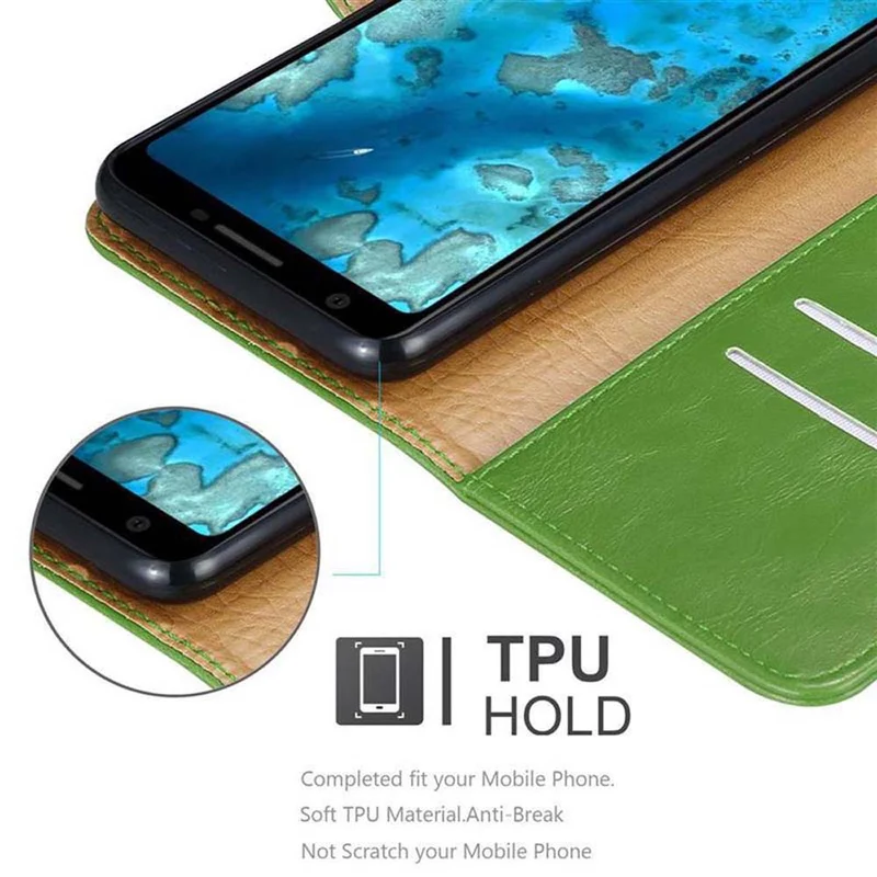 Cadorabo Hülle kompatibel mit Google PIXEL 3A Schutzhülle mit Magnetverschluss, Standfunktion und Kartenfach