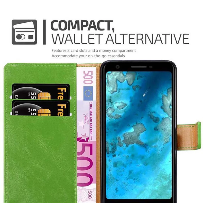 Cadorabo Hülle kompatibel mit Google PIXEL 3A Schutzhülle mit Magnetverschluss, Standfunktion und Kartenfach