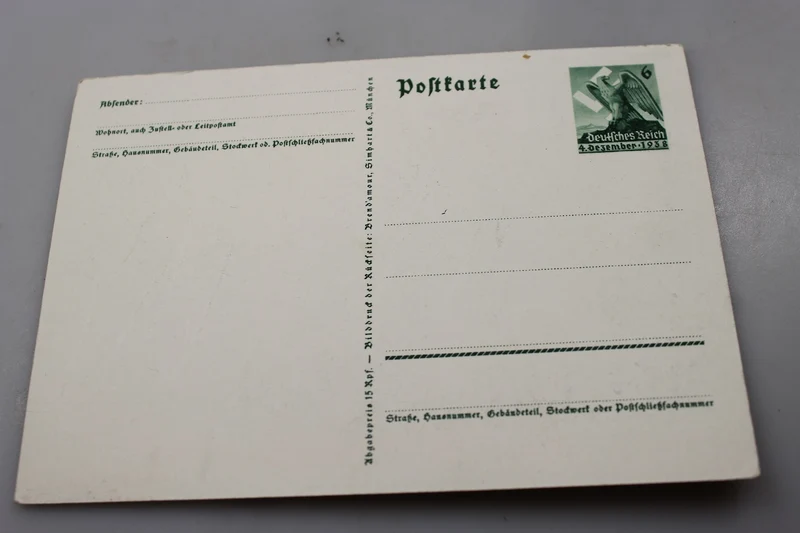 Postkarte 1. Oktober 1938