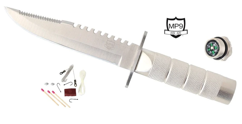 M9 Survival Überlebensmesser mit Kompass und Überlebens Zubehör im Griff
