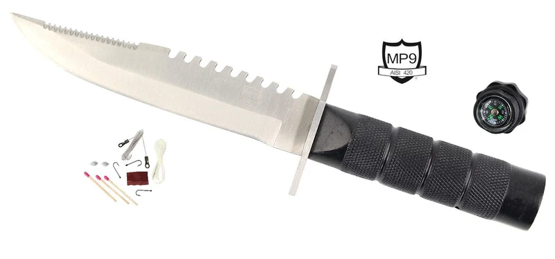 M9 Survival Überlebensmesser mit Kompass und Überlebens Zubehör im Griff