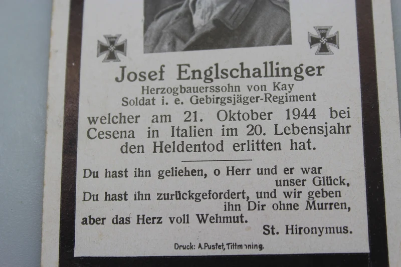 Sterbebilder Gebirgsjäger fiel am 21.10.44 in Cesena