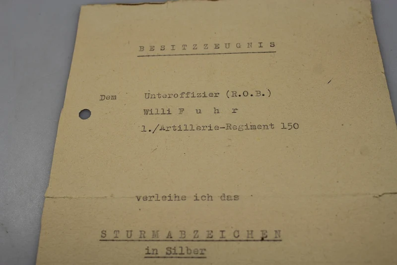 Urkunde zum Allgemeinen Sturmazeichen „Silber“