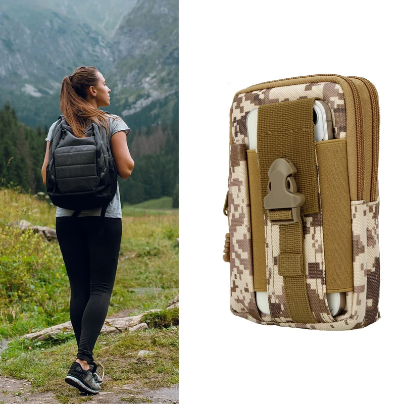 Cadorabo Taktische Handytasche -Molle-EDC-Tasche kompatibel mit Huawei Y7 2017 mit Schultergurt -Handyhalter, Militär Gürteltasche, Hüfttasche