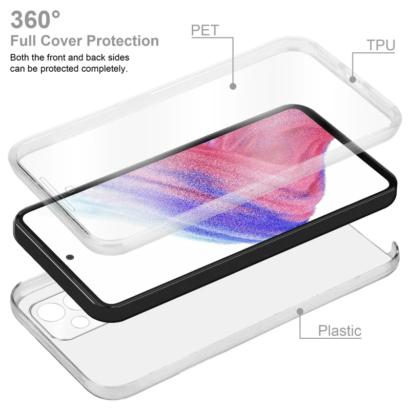 Cadorabo Hülle kompatibel mit Samsung Galaxy A53 5G 360? Full Body Schutzhülle - Front- und Rückenschutz, Rundumschutz mit Displayschutz