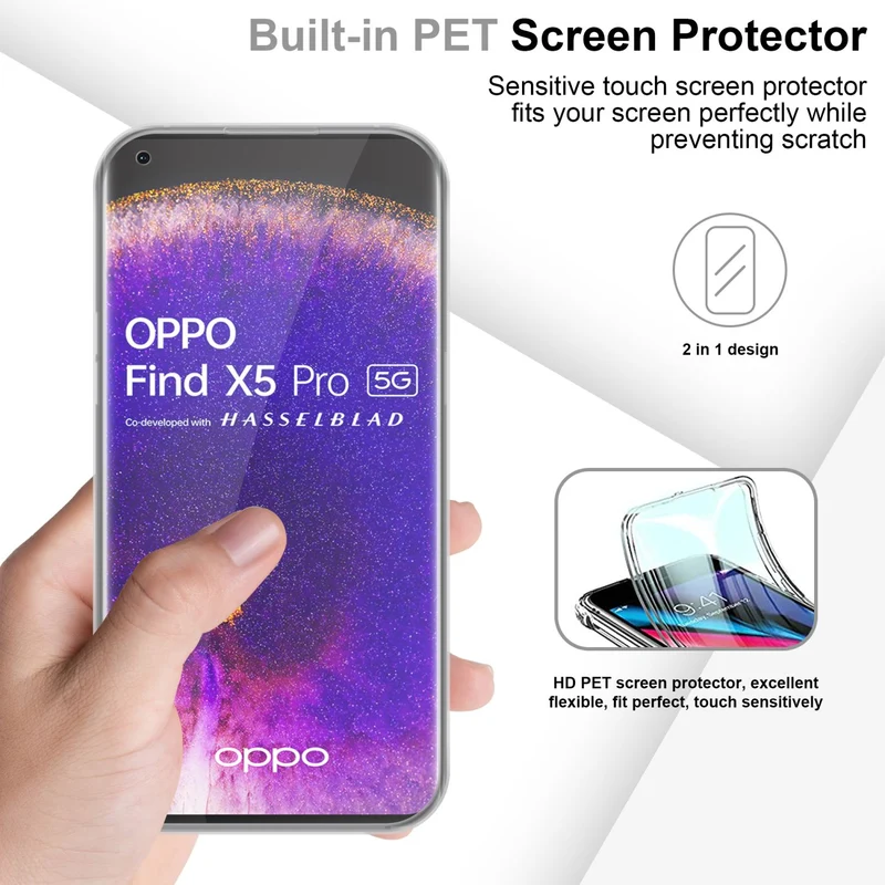Cadorabo Hülle kompatibel mit Oppo FIND X5 PRO 360? Full Body Schutzhülle - Front- und Rückenschutz, Rundumschutz mit Displayschutz