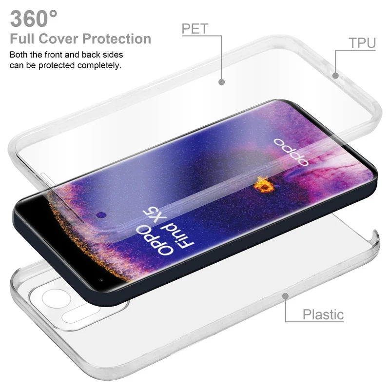 Cadorabo Hülle kompatibel mit Oppo FIND X5 360? Full Body Schutzhülle - Front- und Rückenschutz, Rundumschutz mit Displayschutz