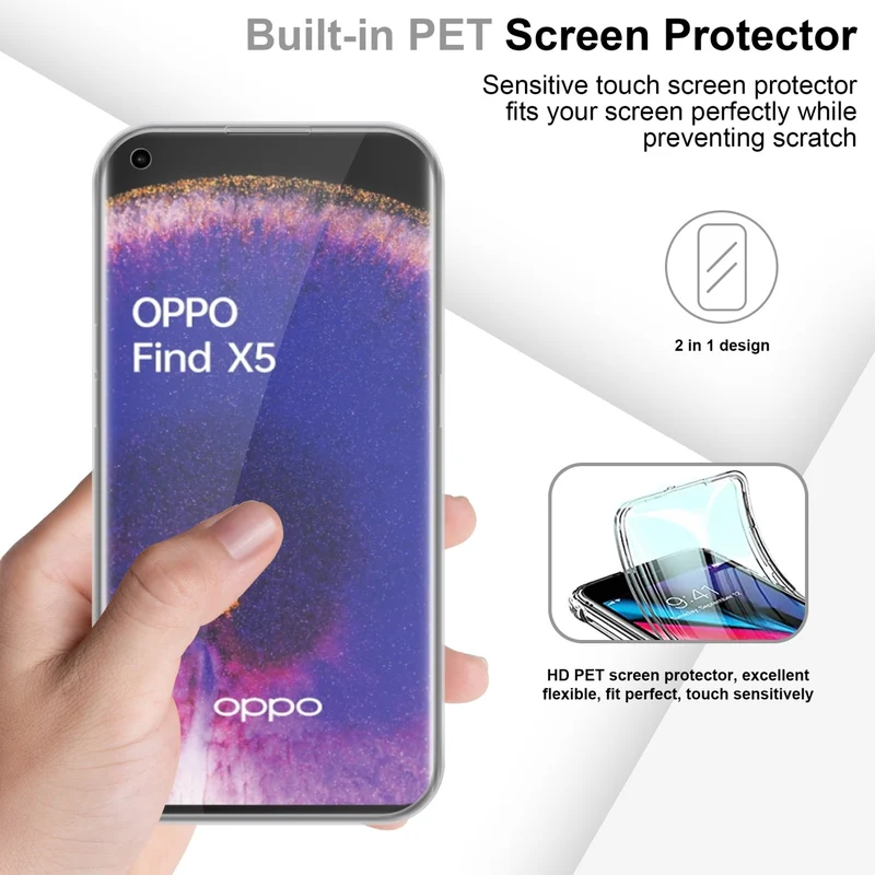 Cadorabo Hülle kompatibel mit Oppo FIND X5 360? Full Body Schutzhülle - Front- und Rückenschutz, Rundumschutz mit Displayschutz