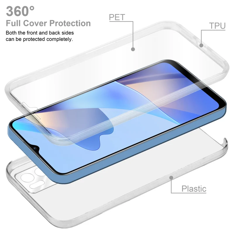 Cadorabo Hülle kompatibel mit Oppo A16s / A54s 360? Full Body Schutzhülle - Front- und Rückenschutz, Rundumschutz mit Displayschutz