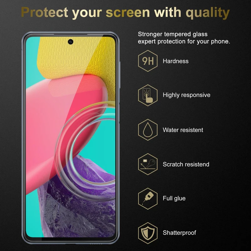 Cadorabo Panzer Folie kompatibel mit Samsung Galaxy M53 5G - Schutzfolie Gehärtetes (Tempered) Display-Schutzglas in 9H Härte mit 3D Touch Kompatibilität