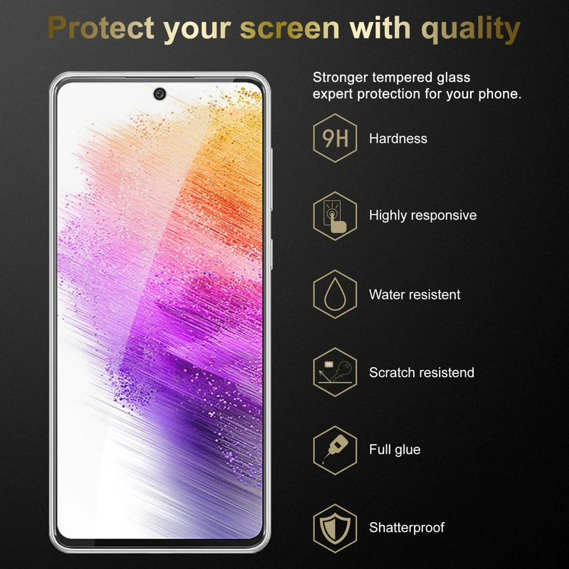 Cadorabo 3x Panzer Folie kompatibel mit Samsung Galaxy A73 5G - Schutzfolie 3er Pack Gehärtetes (Tempered) Display-Schutzglas in 9H Härte mit 3D Touch Kompatibilität