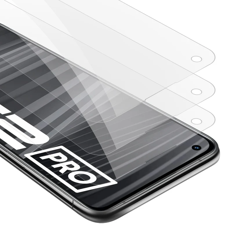 Cadorabo 3x Panzer Folie kompatibel mit Realme GT 2 PRO - Schutzfolie 3er Pack Gehärtetes (Tempered) Display-Schutzglas in 9H Härte mit 3D Touch Kompatibilität