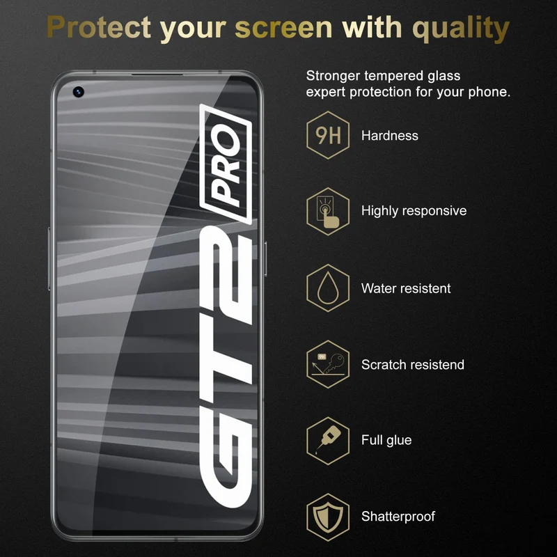 Cadorabo 3x Panzer Folie kompatibel mit Realme GT 2 PRO - Schutzfolie 3er Pack Gehärtetes (Tempered) Display-Schutzglas in 9H Härte mit 3D Touch Kompatibilität