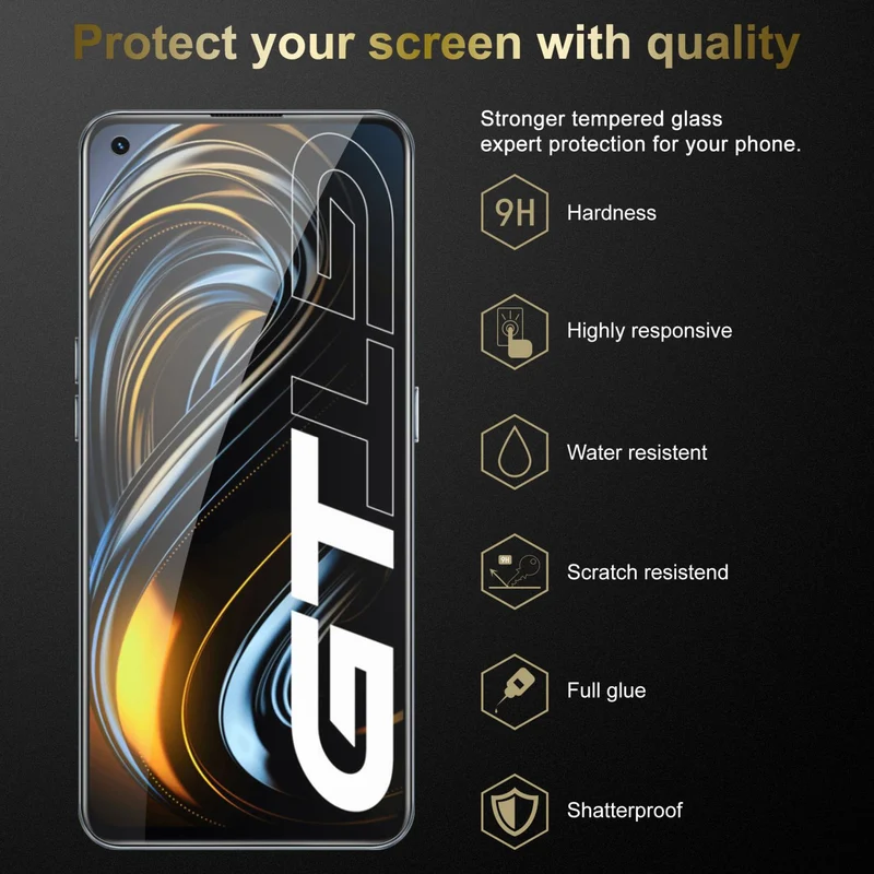 Cadorabo 3x Panzer Folie kompatibel mit Realme GT / GT Neo 2T / Q3 PRO - Schutzfolie 3er Pack Gehärtetes (Tempered) Display-Schutzglas in 9H Härte mit 3D Touch Kompatibilität
