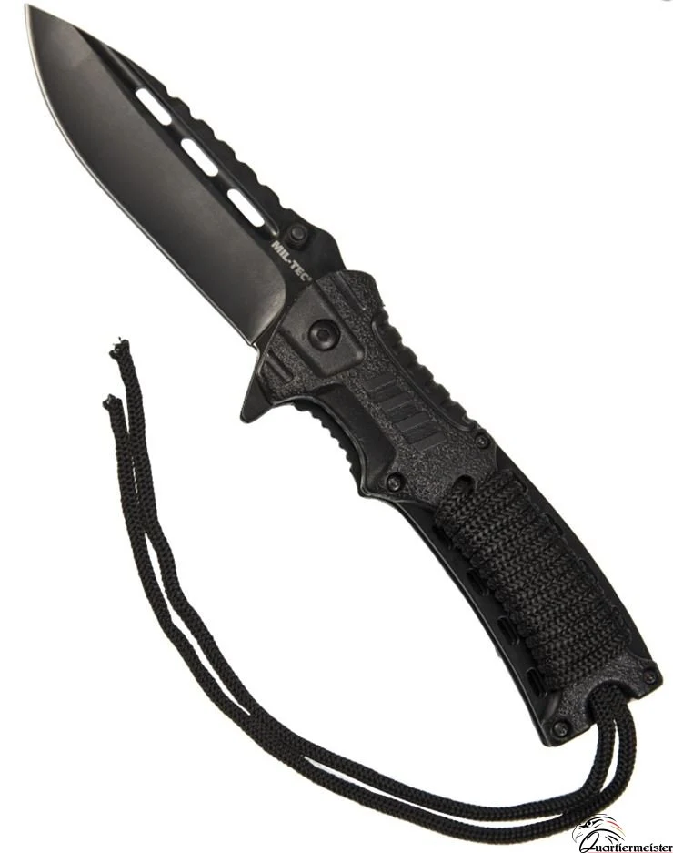 Mil-Tec Einhandmesser Paracord m. Fire Starter Schwarz
