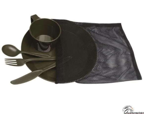 Mil-Tec Camp-Set (Teller, Tasse, Besteck) Oliv