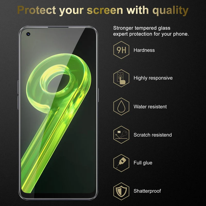 Cadorabo 3x Panzer Folie kompatibel mit Realme 9 4G / 9 PRO+ - Schutzfolie 3er Pack Gehärtetes (Tempered) Display-Schutzglas in 9H Härte mit 3D Touch Kompatibilität
