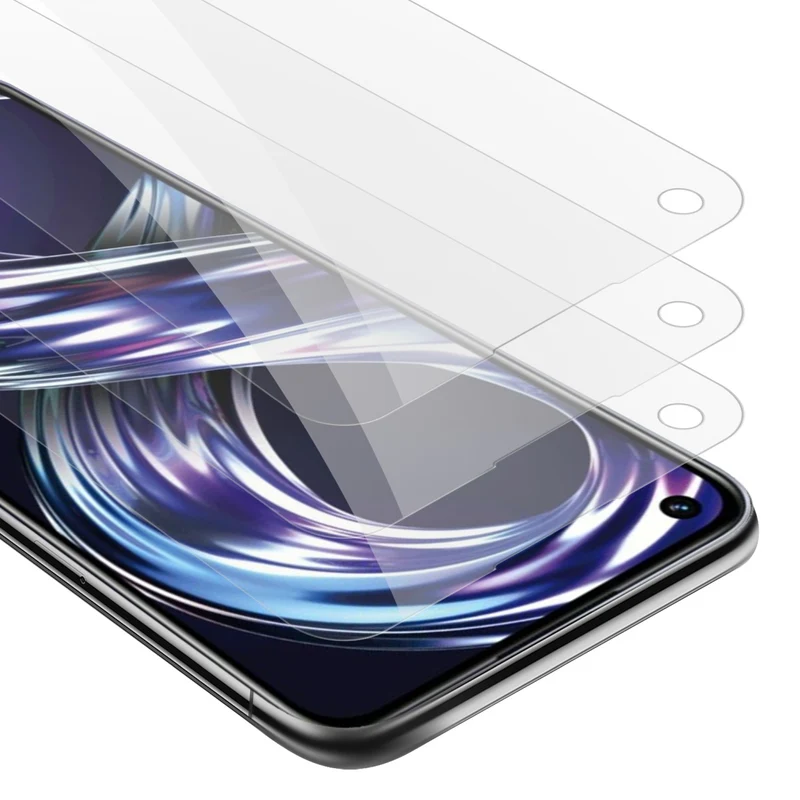 Cadorabo 3x Panzer Folie kompatibel mit Realme 8i / Narzo 50 4G - Schutzfolie 3er Pack Gehärtetes (Tempered) Display-Schutzglas in 9H Härte mit 3D Touch Kompatibilität