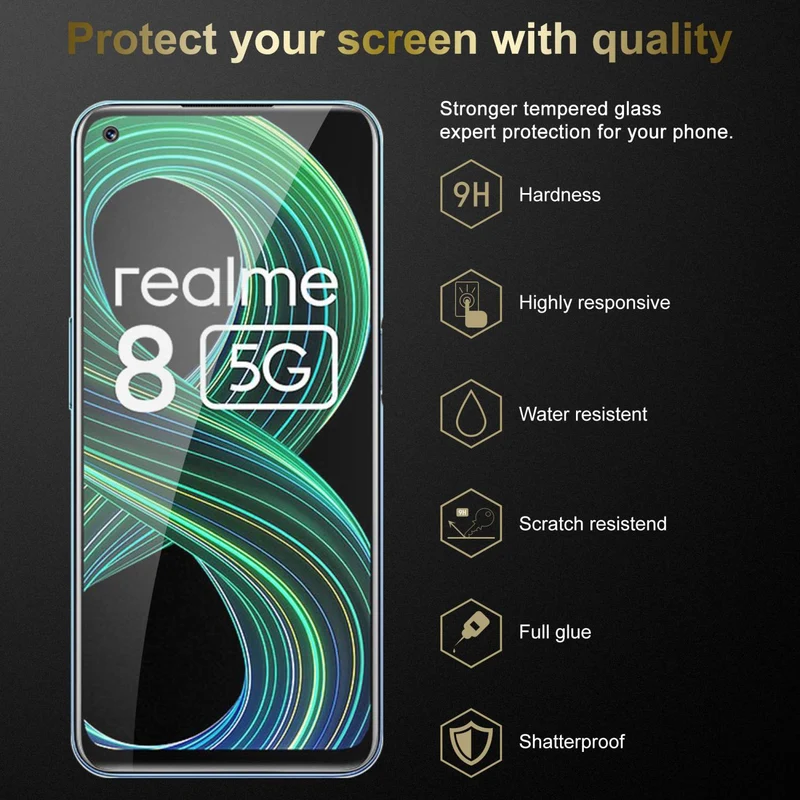 Cadorabo Panzer Folie kompatibel mit Realme 8 5G / V13 / Q3 / Q3i / Narzo 30 5G - Schutzfolie Gehärtetes (Tempered) Display-Schutzglas in 9H Härte mit 3D Touch Kompatibilität