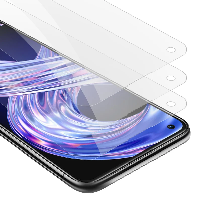 Cadorabo 3x Panzer Folie kompatibel mit Realme 8 4G / 8 PRO - Schutzfolie 3er Pack Gehärtetes (Tempered) Display-Schutzglas in 9H Härte mit 3D Touch Kompatibilität