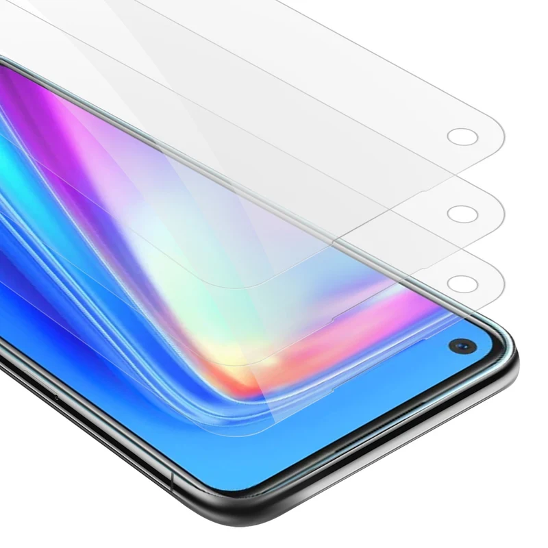 Cadorabo 3x Panzer Folie kompatibel mit Realme 7 5G - Schutzfolie 3er Pack Gehärtetes (Tempered) Display-Schutzglas in 9H Härte mit 3D Touch Kompatibilität