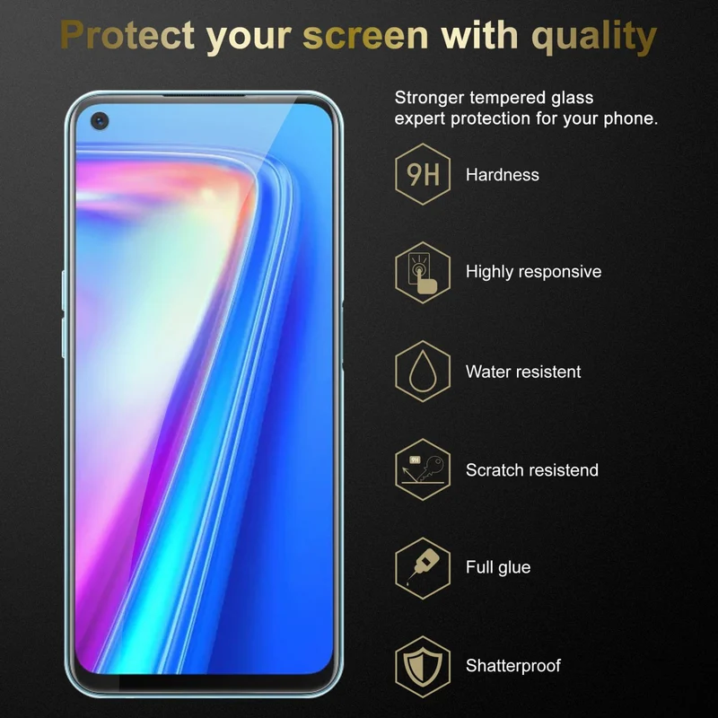 Cadorabo Panzer Folie kompatibel mit Realme 7 5G - Schutzfolie Gehärtetes (Tempered) Display-Schutzglas in 9H Härte mit 3D Touch Kompatibilität