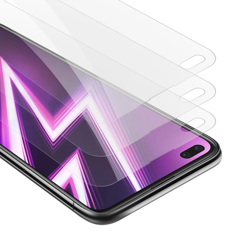 Cadorabo 3x Panzer Folie kompatibel mit Realme 6 PRO - Schutzfolie 3er Pack Gehärtetes (Tempered) Display-Schutzglas in 9H Härte mit 3D Touch Kompatibilität