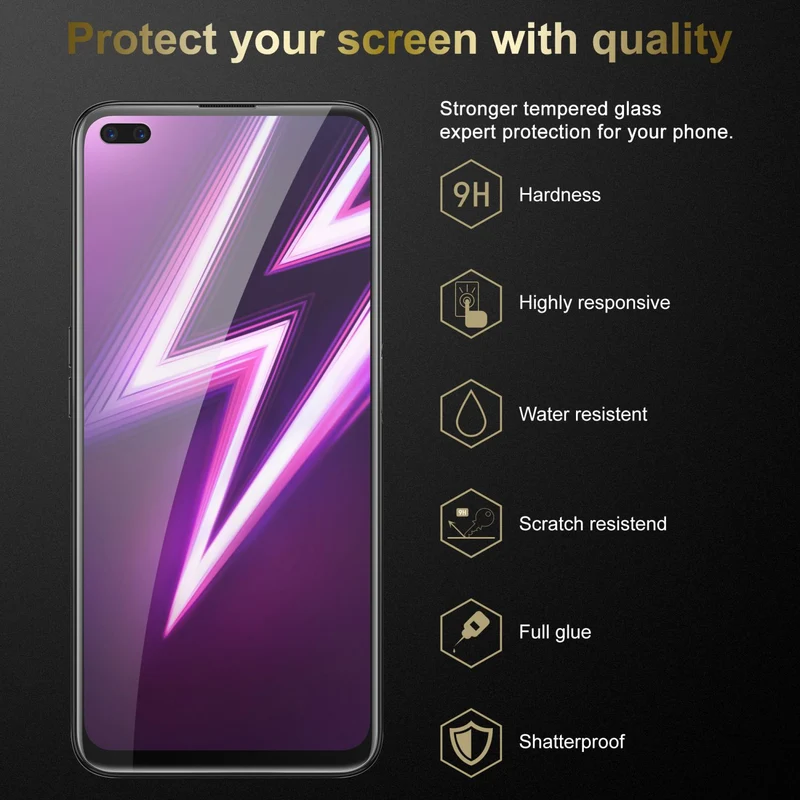Cadorabo Panzer Folie kompatibel mit Realme 6 PRO - Schutzfolie Gehärtetes (Tempered) Display-Schutzglas in 9H Härte mit 3D Touch Kompatibilität