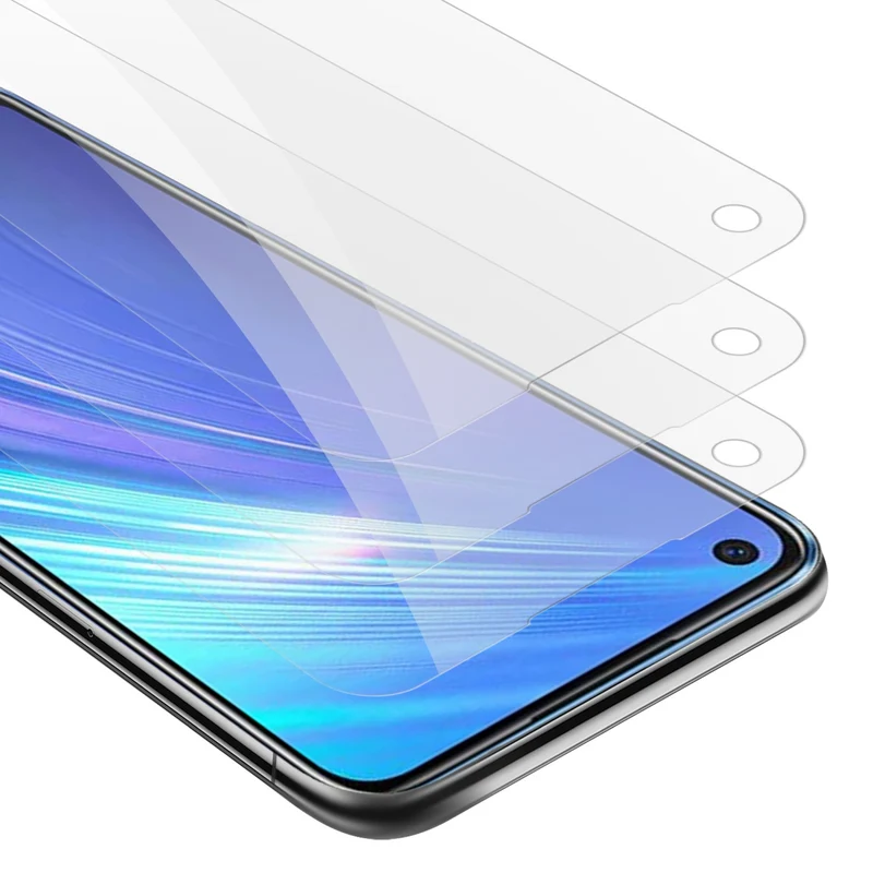 Cadorabo 3x Panzer Folie kompatibel mit Realme 6 4G / 6s - Schutzfolie 3er Pack Gehärtetes (Tempered) Display-Schutzglas in 9H Härte mit 3D Touch Kompatibilität