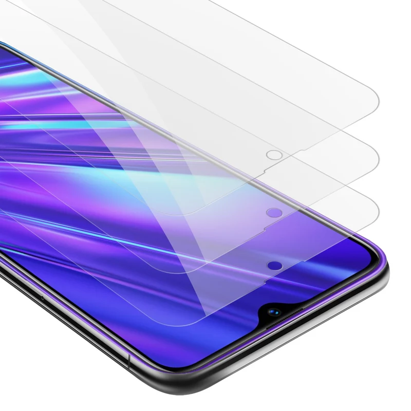 Cadorabo 3x Panzer Folie kompatibel mit Realme 5 PRO / Realme Q - Schutzfolie 3er Pack Gehärtetes (Tempered) Display-Schutzglas in 9H Härte mit 3D Touch Kompatibilität