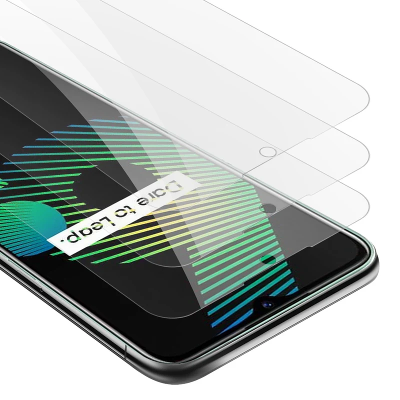 Cadorabo 3x Panzer Folie kompatibel mit Realme 5 / 5i / 6i / C3 - Schutzfolie 3er Pack Gehärtetes (Tempered) Display-Schutzglas in 9H Härte mit 3D Touch Kompatibilität