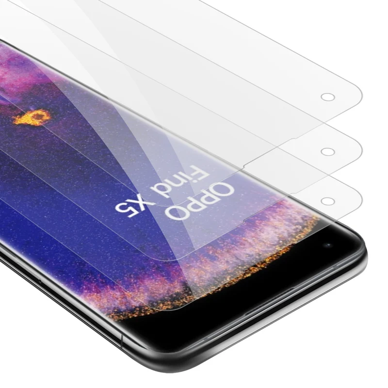 Cadorabo 3x Panzer Folie kompatibel mit Oppo FIND X5 - Schutzfolie 3er Pack Gehärtetes (Tempered) Display-Schutzglas in 9H Härte mit 3D Touch Kompatibilität