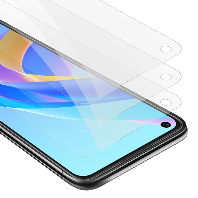 Cadorabo 3x Panzer Folie kompatibel mit Oppo A36 / A76 / A96 4G / K10 4G / Realme 9i - Schutzfolie 3er Pack Gehärtetes (Tempered) Display-Schutzglas in 9H Härte mit 3D Touch Kompatibilität