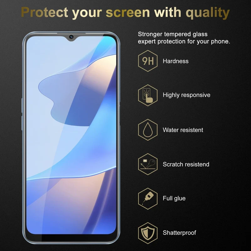Cadorabo 3x Panzer Folie kompatibel mit Oppo A16s / A54s - Schutzfolie 3er Pack Gehärtetes (Tempered) Display-Schutzglas in 9H Härte mit 3D Touch Kompatibilität
