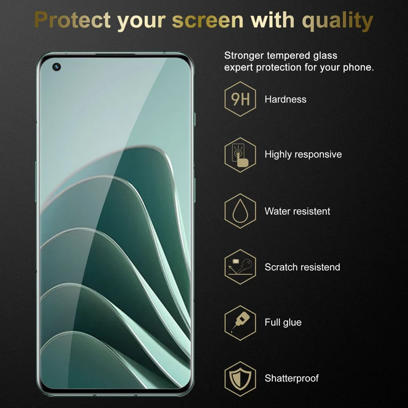 Cadorabo 3x Panzer Folie kompatibel mit OnePlus 10 PRO 5G - Schutzfolie 3er Pack Gehärtetes (Tempered) Display-Schutzglas in 9H Härte mit 3D Touch Kompatibilität