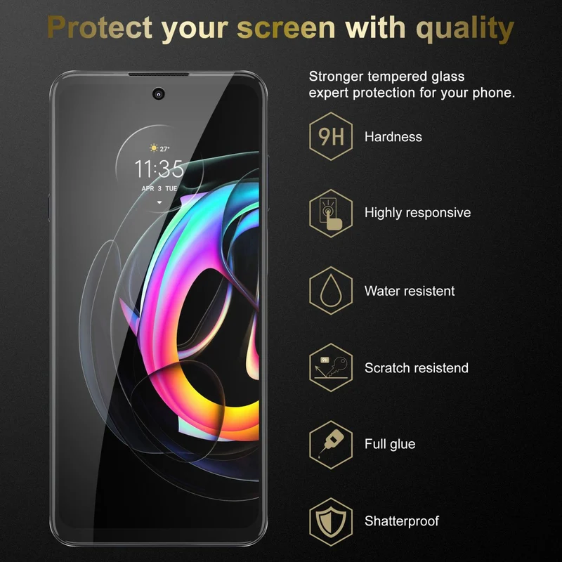 Cadorabo Panzer Folie kompatibel mit Motorola EDGE 20 - Schutzfolie Gehärtetes (Tempered) Display-Schutzglas in 9H Härte mit 3D Touch Kompatibilität