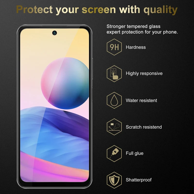 Cadorabo 3x Vollbild Panzer Folie kompatibel mit Xiaomi RedMi NOTE 10 5G / POCO M3 PRO 5G - Schutzfolie 3er Pack Gehärtetes (Tempered) Display-Schutzglas in 9H Härte mit 3D Touch