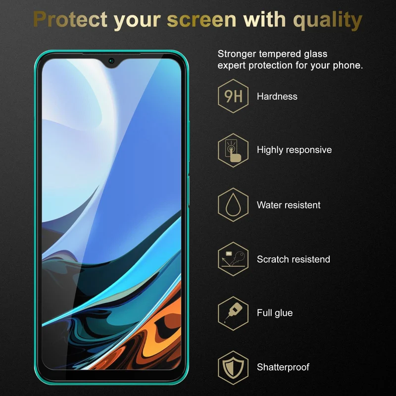 Cadorabo 3x Vollbild Panzer Folie kompatibel mit Xiaomi RedMi 9T / POCO M3 - Schutzfolie 3er Pack Gehärtetes (Tempered) Display-Schutzglas in 9H Härte mit 3D Touch